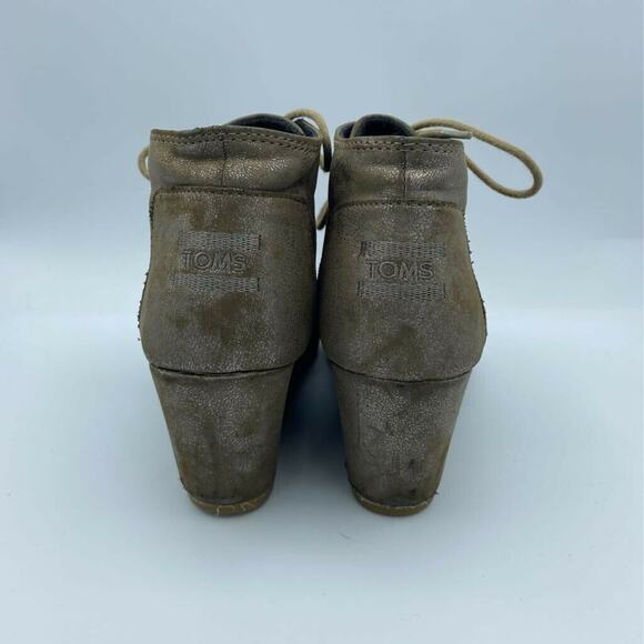 Toms Womens Kala Ankle Boots Booties Taupe Brown Wedge Heels Round Toe Lace Up 7 - Picture 3 of 9